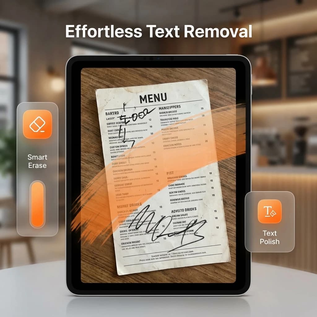 Kostenloser KI-Textentferner – entfernen Sie Text und Wasserzeichen aus Bildern mit intelligentem Inpainting